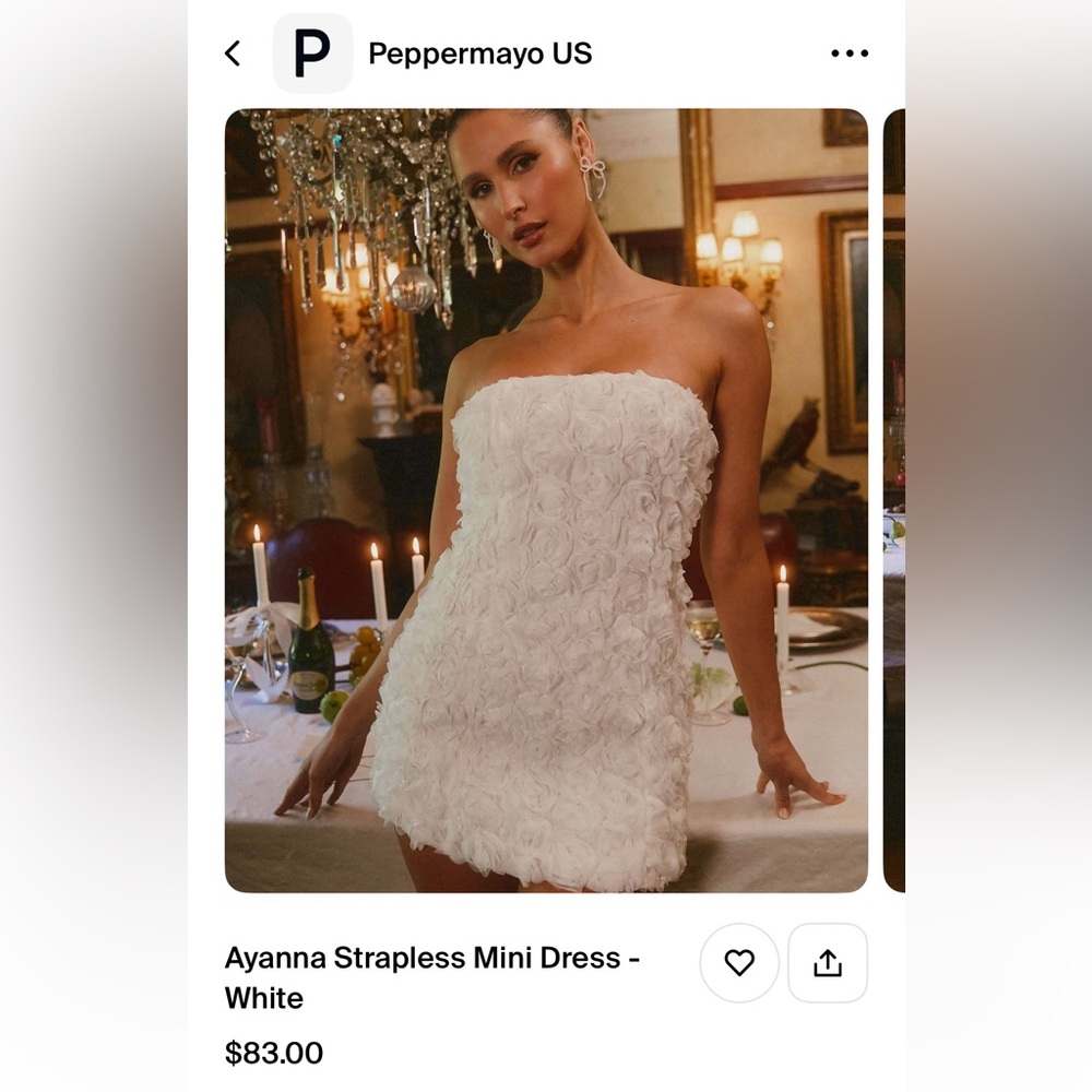 White strapless dress by Peppermayo size 4. Worn once, perfect condition